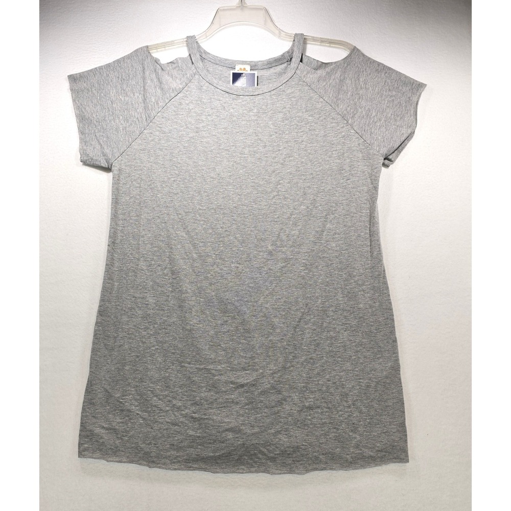 Pink Foot Womens Cold Shoulder T-Shirt Heather Gray Short Sleeve Top 2XL NEW